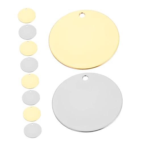 UTHCLO 10 Stück Runde Blanko Hundemarken Anhänger für Diy Bastelprojekte Stanzrohlinge für Gravur und Tiernamenanhänger Gold Silber von UTHCLO