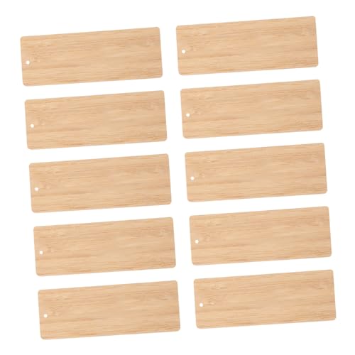 UTHCLO 10 Stück Teiliges Bambus Lesezeichen Blanko DIY Bastelmaterialien mit Aufhängeloch für Individuelle Gravur und Dekoration Naturbelassenes Bambus Holz Lesezeichen für Kreative von UTHCLO