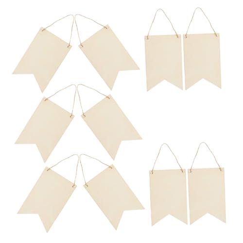 UTHCLO 10 Stück Teiliges DIY Holzbanner aus Unbehandeltem Holz mit Aufhängehilfe Blanke Holzteile zum Bemalen und Basteln Vielseitige Holzschilder für Dekoration zu Hause Garten Hochzeit von UTHCLO