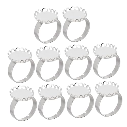 UTHCLO 10 Stück Teiliges Edelstahl Ringrohlinge Stabile Metallringe Schmuckherstellung DIY Schmuck Selber Machen Fingerring Basis Tray für Individuelle Verzierungen von UTHCLO