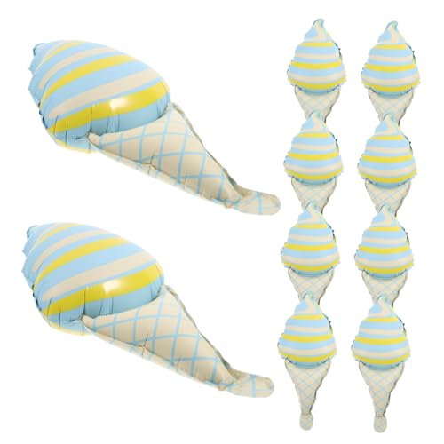 UTHCLO 10 Stück Teiliges Folienballons Eiscreme motiv Langlebige Partydeko für Geburtstagsfeiern Babyparty und Kinderpartys Einfach Aufzublasen Blaue Mini eiscremeform Vielseitig von UTHCLO