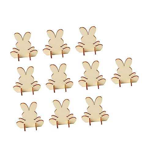 UTHCLO 10 Stück Teiliges Holz Hasen Deko Kreative Holzfiguren für Zuhause Büro und Osterfeiern Lustige und Süße Kaninchenornamente Naturholz für Gemütliche von UTHCLO
