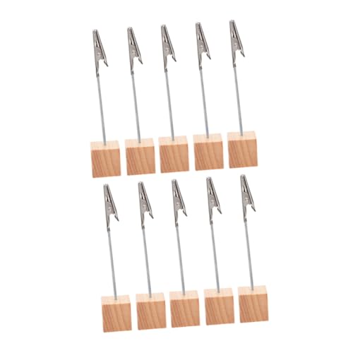 UTHCLO 10 Stück Teiliges Holz memo Clips mit Stabilem Eisenclip Vielseitige Fotohalter und Kartenhalter für Büro und Schreibtisch Sicherer Stand durch Breiten Sockel Langlebig und von UTHCLO