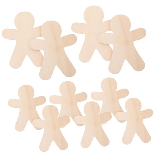 UTHCLO 10 Stück Teiliges Holzanhänger Lebkuchenmann Unbemalt DIY Weihnachtsdeko Tannenbaumschmuck Glatte Oberfläche für Fenster Party und Wohnraumgestaltung von UTHCLO