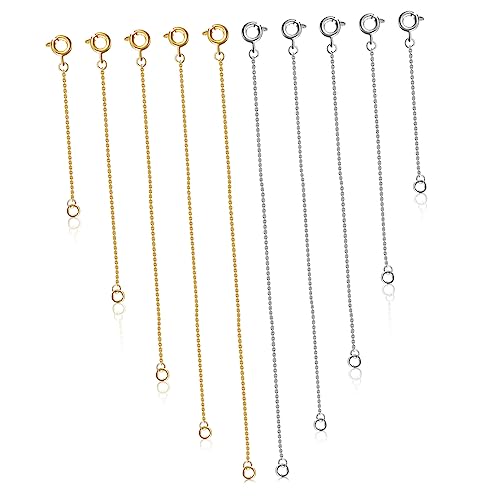 UTHCLO 10 Stück Teiliges Kettenverlängerungen Kupfer für DIY Schmuckherstellung Goldene und Silberne Verlängerungen für Armbänder und Anklets von UTHCLO