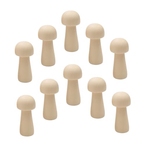 UTHCLO 10 Stück Teiliges Kleine Holzpilz kopffiguren Naturbelassenes Glattes Holz zum Bemalen und Basteln DIY Puppen für Einzigartiges Holzspielzeug für Kinderzimmerdekoration von UTHCLO
