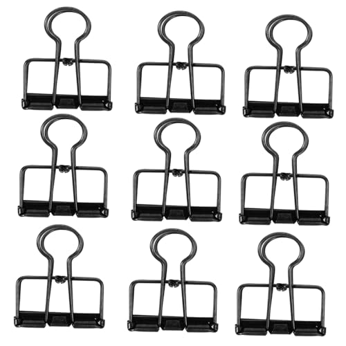 UTHCLO 10 Stück Teiliges Metall Binder Clips Mittelgroß Schwarz Langlebige Büroklammern aus Legierung für Papier Dokumenten Kabelorganisation Rostfrei Vielseitig für Büro und Zuhause von UTHCLO