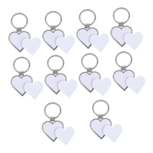 UTHCLO 10 Stück Teiliges Metall Herzförmige Sublimation Schlüsselanhänger Blanko DIY Wärmeübertragung Schlüsselringe Kreative Anhänger für Personalisierte Geschenke von UTHCLO