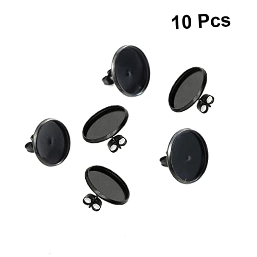 UTHCLO 10 Stück Teiliges Ohrstecker Basis aus Schwarzer Runder DIY Schmuckzubehör mit Ohrstoppern für Individuelles Ohrringe Selber Machen Langlebig und Kreativ von UTHCLO