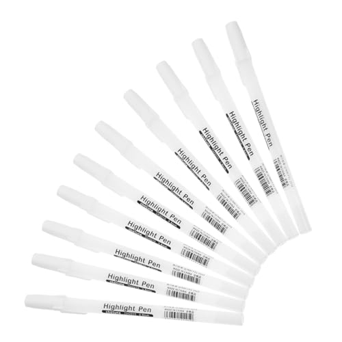 UTHCLO 10 Stück Weiße Marker für Schwarze und Dunkle Papiere Feine und Dicke Spitze Handbemalte Highlight Liner Stifte Langlebig Glatt Schreibend für Künstler Schüler Zufällige Farbe von UTHCLO