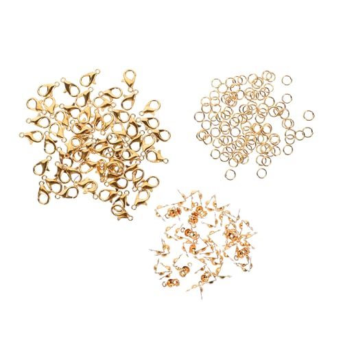 UTHCLO 100 Sätze Karabinerhaken in Gold für Schmuck Selber Machen Robuste DIY Verschlüsse für Halsketten und Armbänder Einfach zu Verbinden Sicheres Material für Damen Schmucksets von UTHCLO