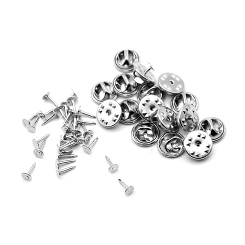 UTHCLO 100 Sätze Teiliges Anstecknadeln mit Lapel Holder Robuste Metallbroschen Verschlüsse für DIY Schmuck Namensschilder Reversnadeln Einfach zu Verwenden Leicht und Sicher Befestigend von UTHCLO