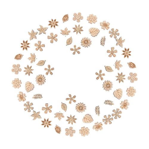 UTHCLO 100 Stück Bemalte Holzspäne Basteln Blumenausschnitte Blumen Bastelausschnitte Holzverzierungen Holzblumenausschnitt Frühlingsblumen Basteln Für Holzbastelbedarf von UTHCLO