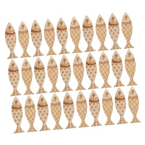 UTHCLO 100 Stück Bemalter Fischanhänger Fischausschnitte Aus Holz Holzfischausschnitte Holzanhänger Zum Basteln Mit Löchern Holztiere Zum Bemalen Holzausschnitte Für Handwerk Pappelbrett von UTHCLO