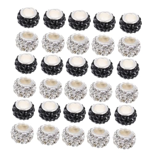 UTHCLO 100 Stück DIY Spacer Beads mit Strasssteinbesatz Große Lochperlen in Schwarz und Weiß Robuste Bastelperlen für Armbandherstellung und Schmuckgestaltung zum Auffädeln und Basteln UTHCLO 100 Stück DIY Spacer Beads mit Strasssteinbesatz Große Lochperlen in Schwarz und Weiß Robuste Bastelperlen für Armbandherstellung und Schmuckgestaltung zum Auffädeln und Basteln von UTHCLO