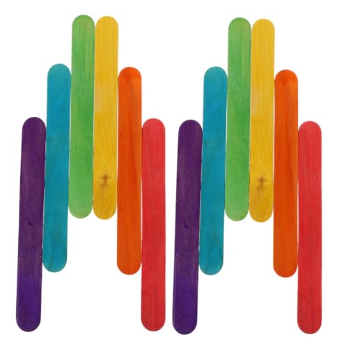 UTHCLO 100 Stück Eisstock aus Holz breite Eisstiele wiederverwendbare Eisstiele Kuchenstangen Farbstifte aus Holz Mini-Sticks Eisstangen am Stiel selber machen große Eisstiele hölzern von UTHCLO