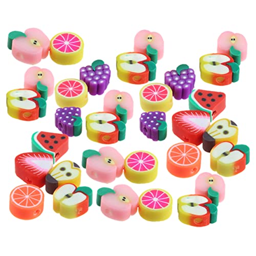 UTHCLO 100 Stück Fruchtmuster Polymer Knetperlen für DIY Schmuckherstellung Bunte Bastelmaterialien für Armbänder Spielzeuge und Dekorationen für Kreative Projekte mit Freunden und von UTHCLO