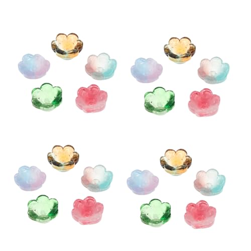 UTHCLO 100 Stück Glasperlen Glockenblumen Bunte Farbverlauf Lampwork Blütenperlen für DIY Schmuck Armbänder Halsketten Basteln Leicht und Kratzfest mit Symbolischer Lilienblume von UTHCLO