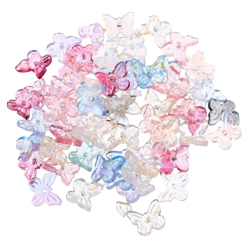 UTHCLO 100 Stück Glasperlen Schmetterling Charms für DIY Schmuckherstellung Bunte Perlen für Armbänder Halsketten Ohrringe Leicht Vielseitig Sichere Materialien zum Basteln von UTHCLO