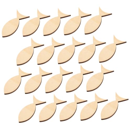 UTHCLO 100 Stück Holzfische DIY Holzscheiben mit Glatter Oberfläche Stabile Holzdekoration zum Bemalen und Basteln für Erstkommunion Tischdeko und Kreative Handwerksprojekte von UTHCLO