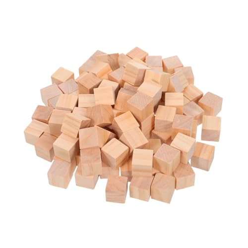 UTHCLO 100 Stück Holzwürfel Quadratisch Glatt Splintfrei Bastelwürfel Natur Holzklötzchen zum Bemalen DIY Erwachsene Kreativspielzeug Holzbausteine von UTHCLO