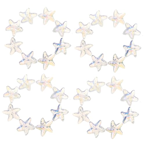 UTHCLO 100 Stück Kleine Glasperlen in Sternform Transparent Weiß DIY Schmuck Zubehör Facettierte Spacer Perlen zum Auffädeln für Armbänder Halsketten Bastelbedarf Halloween Bastelperlen von UTHCLO