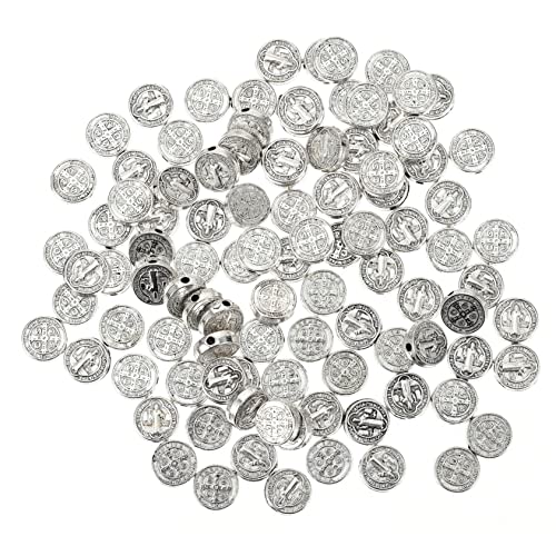 UTHCLO 100 Stück Kreuzperlen armbandperlen beads for jewellery Perlen für Schmuckhersteller religiöse Perlen für die Schmuckherstellung groß Kruzifix runde Perlen Spacer Perlen Legierung von UTHCLO