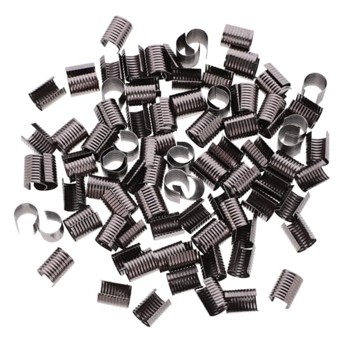 UTHCLO 100 Stück Lederseil Endkappen für DIY Schmuck Zylindrische Verschlüsse Geeignet für Halsketten Armbänder Schlüsselanhänger und Mehr von UTHCLO