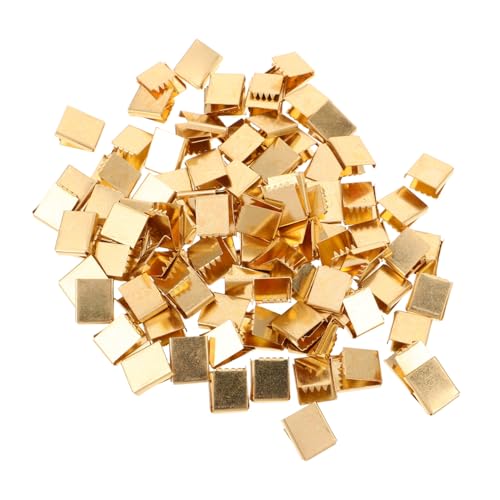 UTHCLO 100 Stück Metall-endklemmen Goldfarbend Pinch Crimp Fasteners für Bänder Kordeln Kleidung Rucksäcke DIY Schmuck Zubehör Anti-rutsch Stopper UTHCLO 100 Stück Metall-endklemmen Goldfarbend Pinch Crimp Fasteners für Bänder Kordeln Kleidung Rucksäcke DIY Schmuck Zubehör Anti-rutsch Stopper von UTHCLO