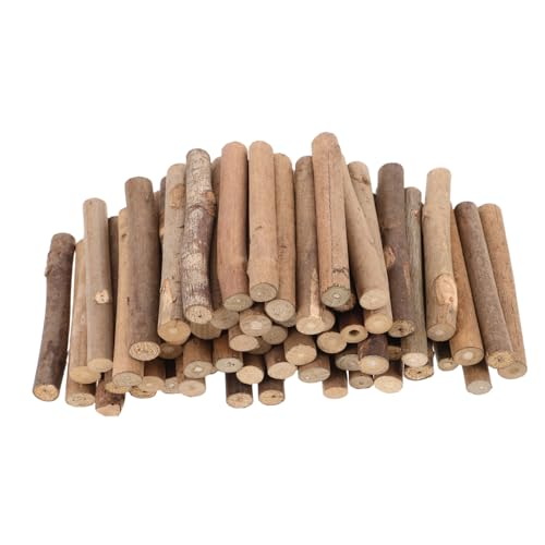 UTHCLO 100 Stück Natürliche Holzstäbe Robust Langlebig Mini Holzlogs DIY Bastelstäbe Rustikaler Farmhouse Tischdeko Authentische Holzstruktur von UTHCLO
