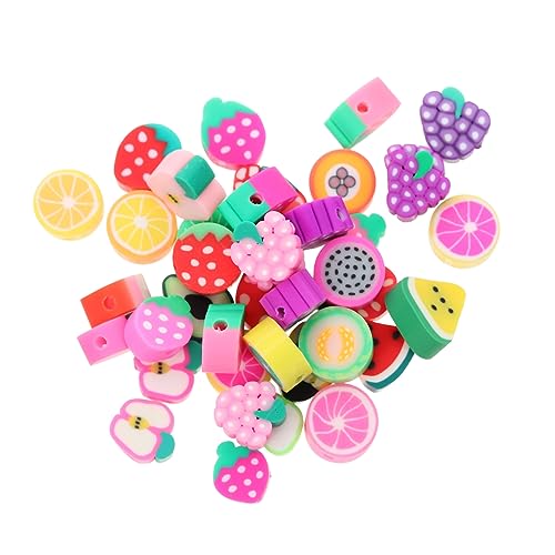 UTHCLO 100 Stück Polymer Clay Perlen Bunte Frucht Spacer Perlen für DIY Schmuckdesign Sicher und Langlebig für Armbänder und Dekorationen von UTHCLO