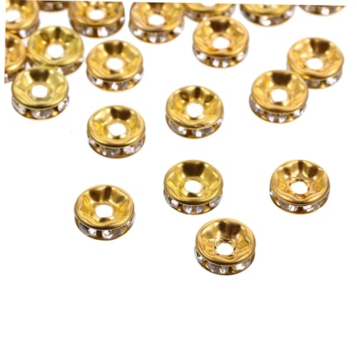 UTHCLO 100 Stück Rondelle Spacer Perlen Gold Weißer Strass DIY Schmuckherstellung Zubehör Bastelperlen zum Auffädeln für Armband Halskette Kreative Schmuckideen UTHCLO 100 Stück Rondelle Spacer Perlen Gold Weißer Strass DIY Schmuckherstellung Zubehör Bastelperlen zum Auffädeln für Armband Halskette Kreative Schmuckideen von UTHCLO
