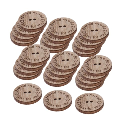 UTHCLO 100 Stück Runde Holzknöpfe zum Basteln Handgefertigte Knöpfe für DIY Holzdeko Nähen und Häkelprojekte Multifunktionale Kleine Holzknöpfe für Kreative Handarbeiten von UTHCLO