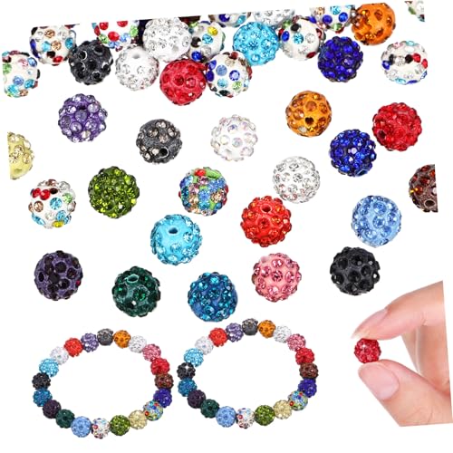 UTHCLO 100 Stück Schmuckperlen Polymer Clay mit Strass Glitzer Spacer Perlen Bunte Mischung für Halsketten Armbänder Bastelbedarf Handarbeit von UTHCLO