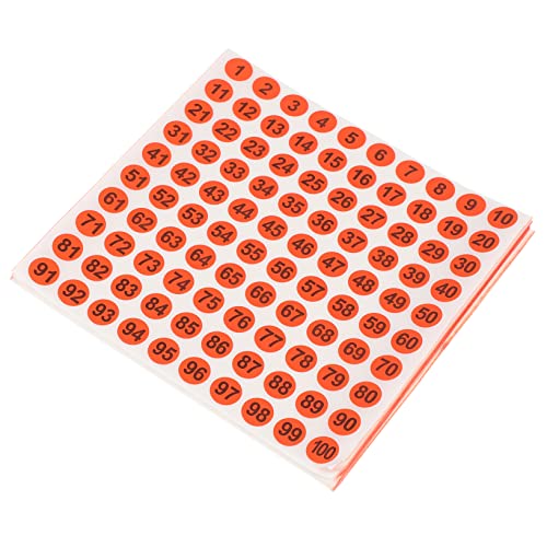 UTHCLO 100 Stück Selbstklebende Runde Nummernaufkleber Durchmesser Orange mit Schwarzem Druck Kennzeichnen von Kleidung Schuhen und Sportgeräten für und Außenanwendungen Leicht Abziehbar von UTHCLO