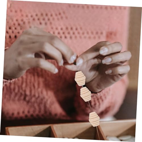 UTHCLO 100 Stück Teiliges Ovale Holzperlen mit Gewinde Natürliche Spacer Beads mit Löchern zum Auffädeln für DIY Schmuck Makramee Armbänder Halsketten Bastelprojekte Kinderhandwerk von UTHCLO