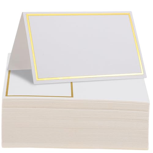 UTHCLO 100 Stück Tischkarten mit Goldfolie Faltbare Namenskarten für Hochzeit Party Geburtstag Stabile Reserviert Karten für Tischdekoration Elegante Sitzkarten von UTHCLO