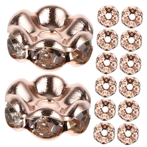 UTHCLO 100 Stück Wellenförmige Roségold Spacer Perlen Legierung und Glas Schmuckperlen zum Basteln von DIY Armbändern Kreative Zwischenperlen für Schmuckherstellung und Handwerksprojekte von UTHCLO