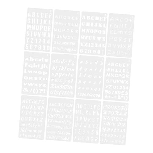 UTHCLO 12 Blatt Teiliges Pet Schablonen Alphabet Zahlen Großformat Bastelvorlage für DIY Wandgestaltung Holz Malerei Kunsthandwerk Wiederverwendbar Robust Langlebig von UTHCLO