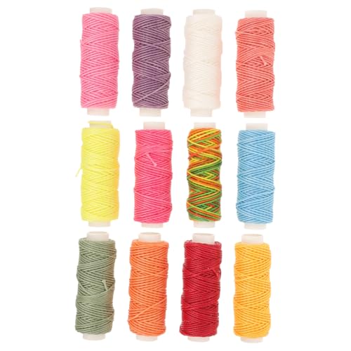 UTHCLO 12 Rollen Gewachste Polyesterfäden Robuste Nähkordeln für Lederarbeiten Armbandbasteln Schmuckherstellung Leicht Reißfest für DIY Leder Bastelprojekte von UTHCLO