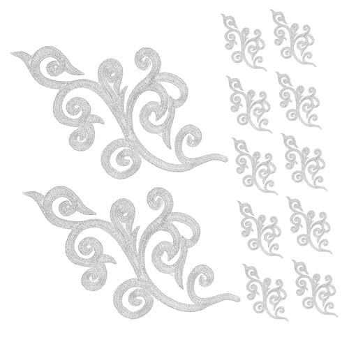 UTHCLO 12 Stück Dekorative Patch-aufkleber Stickerei Applikation Diy Nähhandwerk Stoffaufkleber Stickereiapplikationen Stickerei-patch-kit Stickaufkleber Silver Polyester Und Baumwolle von UTHCLO