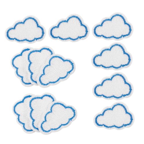 UTHCLO 12 Stück Gestickte Stoff aufkleber Stickflicken aufbügeln Flicken für Kleidung Aufbügelflicken selber machen dekorative Patches gestickte Aufnäher Cloud-Patch Stickgarn Blau von UTHCLO