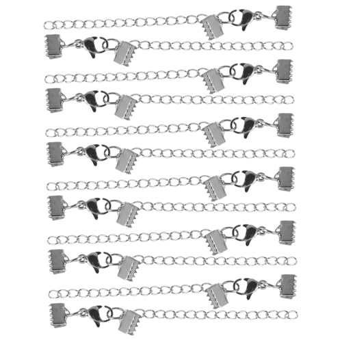 UTHCLO 12 Stück Halskettenverbindungsverbesserungszubehör Choker Machen Erkenntnisse Bandenden Crimpen Diy-schmuckfunde Bandklemmen Basteln Quetschcrimpenden Silber Rostfreier Stahl von UTHCLO