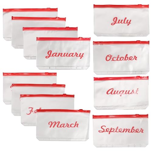 UTHCLO 12 Stück Teiliges Budget Umschläge PVC Binder Taschen für Dokumentenablage und Geldorganisation Leicht Praktisch Langlebig für Sparbuch und Haushaltsplaner von UTHCLO