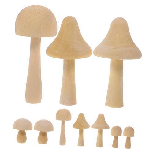UTHCLO 12 Stück Teiliges Holzpilze zum Bemalen Naturbelassene Miniaturpilze in Leichte und Langlebige Holzdeko für DIY Bastelprojekte Mini Garten Feiertagsdekoration von UTHCLO