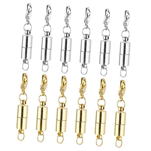 UTHCLO 12 Stück Teiliges Magnetverschluss mit Rundem Magnet Karabinerverschluss Gold und Silber Praktische Schmuckverschlüsse für Halsketten und Armbänder für DIY Schmuckherstellung von UTHCLO