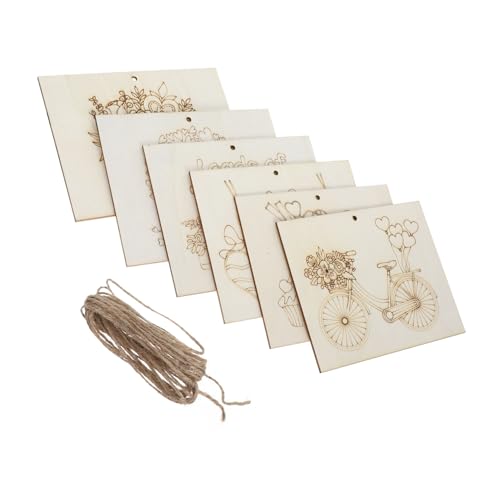 UTHCLO 12 Stück Unbehandelte Holzformen Vorgebohrte Holzquadrate Tier Ausschnitte und Canvas Formen zum Gravieren und Bemalen für Bastelprojekte und Dekoration von UTHCLO