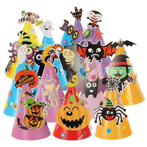 UTHCLO 12 Stücke Party Lustige Cartoon Papier Material DIY Halloween Spaß Dekorationen Hut Montage Handwerk Kappe Hüte Favor Kit von UTHCLO