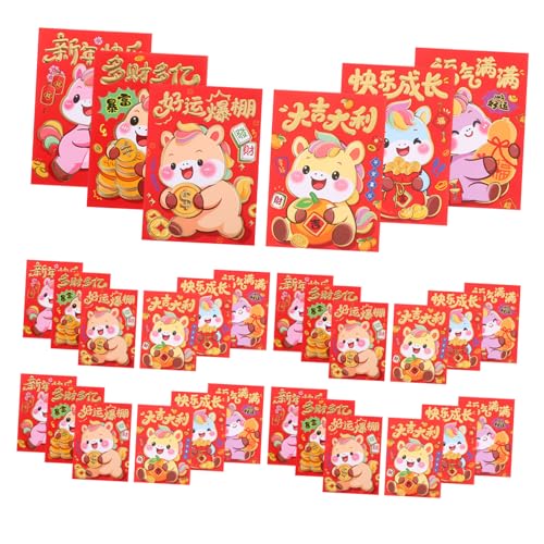 UTHCLO 120 Stück Chinesische Neujahrsumschläge Jahr Des Pferdes Rote Glücksgeldumschläge Hong Bao für Einzigartigem Kartondesign und Langlebiger Papierqualität von UTHCLO