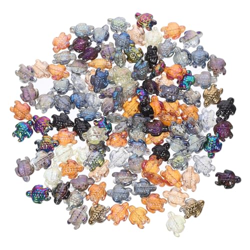 UTHCLO 120 Stück Teiliges Schildkröten Perlen aus Buntem Kristallglas DIY Schmuckanhänger zum Auffädeln Handgefertigte Bastelperlen für Armbänder Halsketten und Kreative von UTHCLO